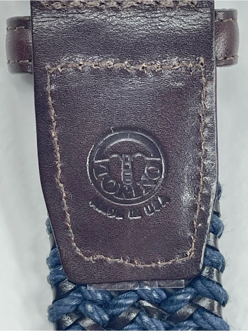 TORINO Italian Braided Stretch Leather Cording Belt Navy/Black Size 40